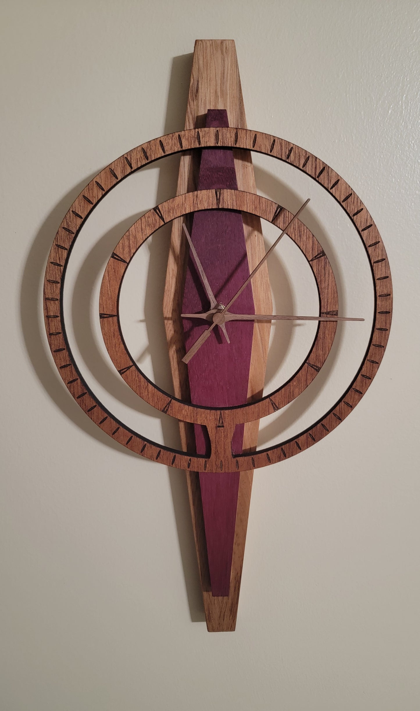 Skyline Wedge Clock - Purpleheart - Made to order