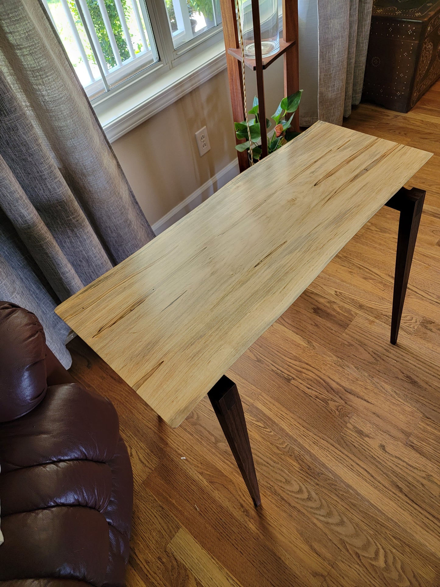 Maple Top with Walnut Legs Foyer Table