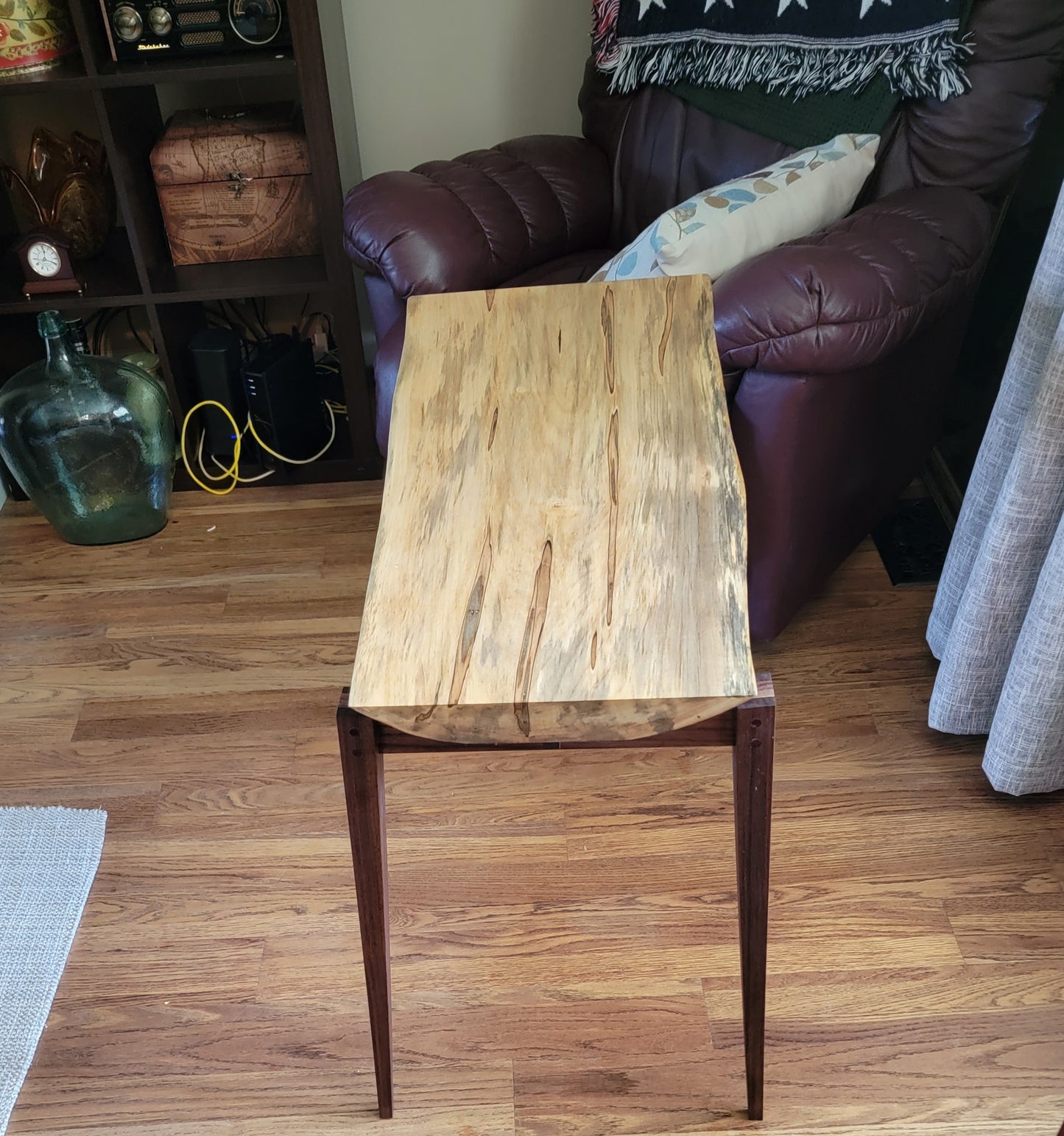 Maple Top with Walnut Legs Foyer Table