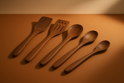 Teak wood serving spoons
